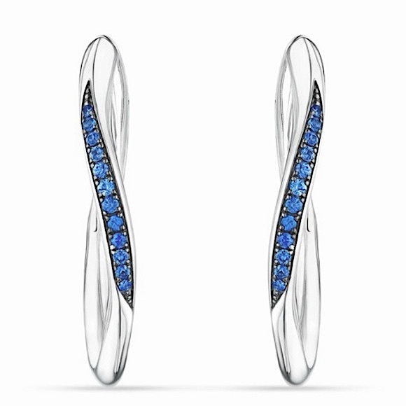 NWT Judith Ripka Nova Large Pave Blue Sapphire Hoops - Picture 15 of 15